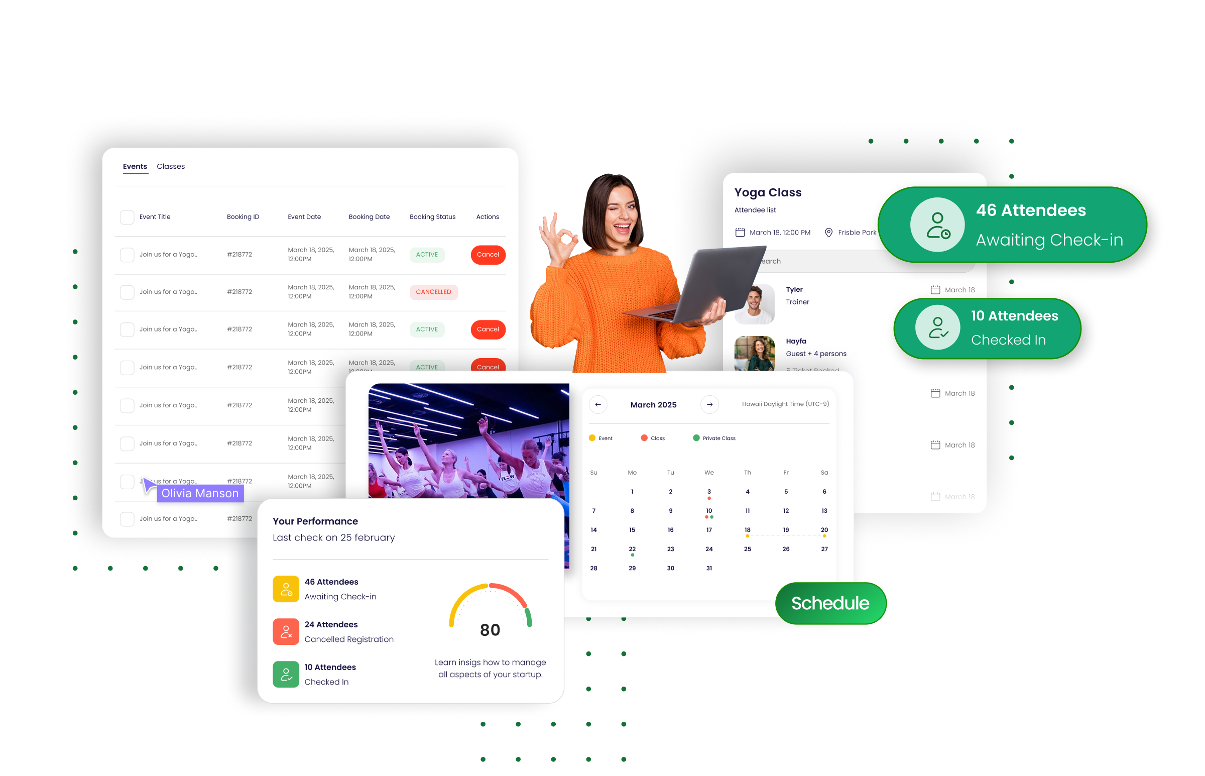 YogaCRM software dashboard on laptop