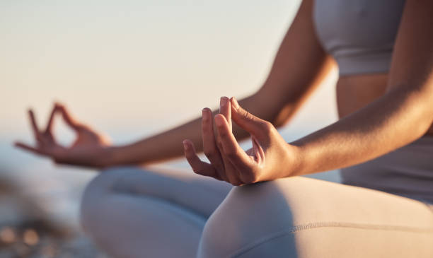 People practicing together at a group yoga session.